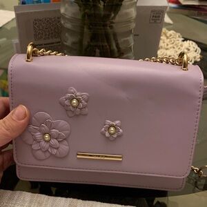Aldo Lilac Crossbody Bag with Floral Accents